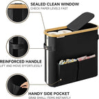 StorageWorks Toilet Paper Storage Baskets with Dual Flip Lids, Toilet Paper Organizer for Bathroom, Toilet Paper Container with Side Pocket, Holds 9 Mega or 12 Regular Rolls, Medium, Black