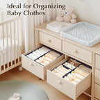 DIMJ Drawer Organizers Clothes, Set of 16 Dresser Organizer Bins, Fabric Closet Organizers and Storage, Shallow Drawer Dividers for Nursery, Clothing, Baby Clothes, Socks, Underwears, Tie (Navy Blue)