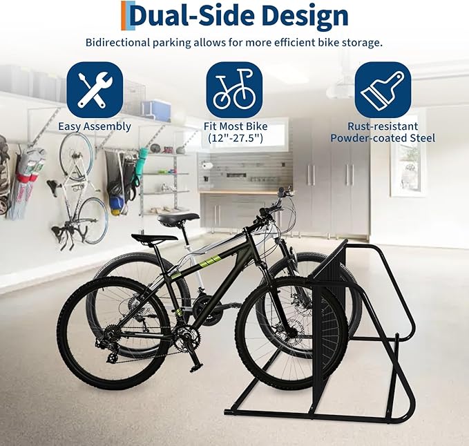 Double Side 12 Bike Floor Rack 71 Inch Length Freestanding Bicycle Parking Stand In Ground Grid Design for Garages Streets Yards and Bike Events Heavy Duty Storage 71" x 38" x 29.3"