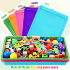 Maitys 15 Pcs Flat Plastic Trays 16.1 x 11.8'' Sensory Storage Paper Tray Stackable Classroom Bins for Office Home Organizer Crafts Supplies(Vibrant Color)