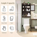 ZENY Over The Toilet Storage Cabinet, Bathroom Organizer with Adjustable Shelf and Double Doors, Freestanding Bathroom Space Saver Toilet Rack (Brown)