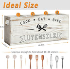 Extra Large and Durable Retro White Wooden Kitchen Utensil Holder - Ideal Kitchen Decor for Countertop with Party and Home Use （Retro White Extra Large）