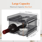 Lifewit Plastic Stackable Wine Rack for refrigerator, Cabinet, Countertop,Wine Bottle Holder, Water Bottle Organizer for Fridge, Pantry, Black, Hold 4 Bottles