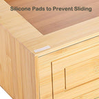 Kingrol Bamboo Cube Storage, Stackable Desk Drawer Organizer with Handle, Home Office Cubby Organizer for Entryway, Closet, Bedroom, Bathroom, 15 x 11.75 x 6.5 Inch