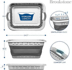 BROOKSTONE 11 GALLON XL 24" Collapsible Laundry Basket & Clothes Hamper, Comfort Non-Slip Handles, Modern Laundry Hamper with Space Saving Design, Portable Pop-Up Hamper, BPA FREE, Light Grey, 1 Pack