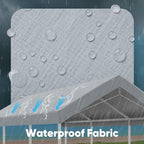 ADVANCE OUTDOOR Replacement Top Cover Tarp for 10x20 ft Carport Canopy with Ball Bungees, Sliver Gray, One Roof Only