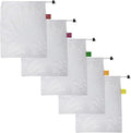 MESH PRODUCE BAGS Reusable and Washable with Color Coded Tags, Ideal for Grocery Shopping, Making Nut Milk, Washing and Storing Fruits and Vegetables, 5 Count, 12x14 Inches