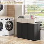 180L Laundry Hamper 3 Section, Large Laundry Basket with Lid, Laundry Basket Organizer with Handles, Divided Clothes Hampers for Laundry, Bedroom, Bathroom, White & Black