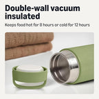 Amazon Basics Insulated Stainless Steel Food Jar, For Hot and Cold, Leak Proof, 16 ounces, Olive