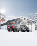 20x25FT Heavy Duty Metal Carport,Outdoor Portable Car Garage w/Led Light,Removable PE SideReinforced Base & Galvanized Steel Roof, Outdoor Car Port Canopy Shelter for Boats, Trucks
