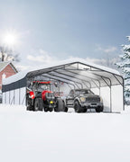 20x25FT Heavy Duty Metal Carport,Outdoor Portable Car Garage w/Led Light,Removable PE SideReinforced Base & Galvanized Steel Roof, Outdoor Car Port Canopy Shelter for Boats, Trucks