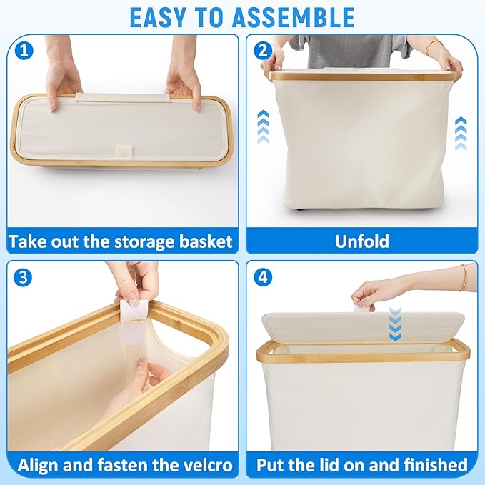 TACGEA Toilet Paper Storage Basket, Toilet Paper Container with Lid, Bathroom Organizer Hold up to 9 Mega Rolls or 12 Regular Rolls, Beige