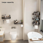 VOLPONE Corner Shower Caddy Suction Cup Shower Shelf Corner No Drilling Bathroom Shower Organizer Storage Rack Adhesive with Towel Bar Hooks(2-Pack, Gray)