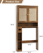 KIGOTY Over The Toilet Storage Cabinet, Bathroom Storage Organizer with 2 Doors, Toilet Rack with Adjustable Shelf,Freestanding Space-Saving Storage Rack for Toilet, Laundry Room,Brown