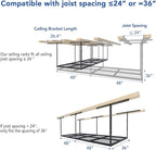FLEXIMOUNTS 3x8 Overhead Garage Storage Rack,Adjustable Storage Organization System, Heavy Duty Metal Garage Ceiling Storage Racks, 2 pack, Black, Classic Series