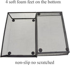 HAHIYO Stackable Mesh Tray Cup 9 x 6 x 2 inches Sturdy Container for Desk Drawer Organizer Collection for Home Office School kitchen Soft Foam Feet No Sharp Edges 1 Pack Black