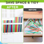 Qinyoung Acrylic Straw Holder for Cabinet Door with Double Sided Adhesive Tape Reusable Straw Organizer Tumbler Storage Kitchen Accessories Container for Counter Cupboard(Classic,Extra Large,White)