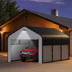 10x16 Metal Carport, Heavy Duty 2-Car Carport Canopy, CarPorts with Removable Polyethylene Sidewalls, Galvanized Steel Roof Car Tent Garage