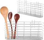 304 Stainless Steel Utensil Holder,Kitchen Utensil Organizer with 3Divided Compartments,Flatware Storage Basket with Hooks for Dish Drying Rack Sink Dish Drainer in KitchenBathroom