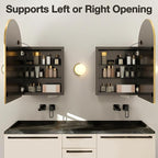 Arched Medicine Cabinet Mirror No Assembly Needed Bathroom Mirror with Storage Recessed or Surface Mount Options (Gold-LED, 31.5" L x 19.7" W)