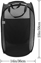 AQQA 9 Pcs Mesh Popup Laundry Hamper Set, Black/White/Blue, Durable Handles, Foldable, Sturdy Mesh Construction, Ideal for Kids, Teens, Adults, College Dorm, Camping, Hotel, Travel (Pack of 2)