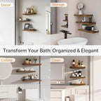 BAYKA Floating Shelves Bathroom for Wall – Shelf Over Toilet Farmhouse Rustic Wood for Bedroom, Kitchen, or Living Room Decor Organization, Christmas Decor Shelves – Rustic Brown, Set of 3