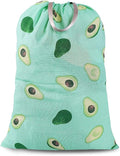 Sanlykate Extra Large Laundry Bag with Drawstring Closure and Handle, 28 x 40 Inch Heavy Duty Travel Dirty Clothes Bag for Laundromat and Household, Green Avocado