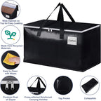 StorageRight Heavy Duty Moving Boxes-Moving Bags with Zipper, Reinforced Handles and Tag Pocket-Collapsible Moving Supplies-Totes for Storage Great for moving, Storage and Travel 93L(Black-6 Pack)