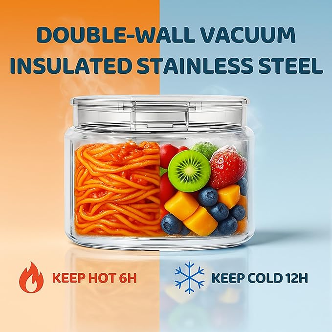 14.5oz Soup Thermo for Hot Food Kids Vacuum Insulated Food Jar Twist-Free Soup Thermo for Hot Food Kids Leakproof Stainless Steel Wide Mouth Lunch Container (Black)