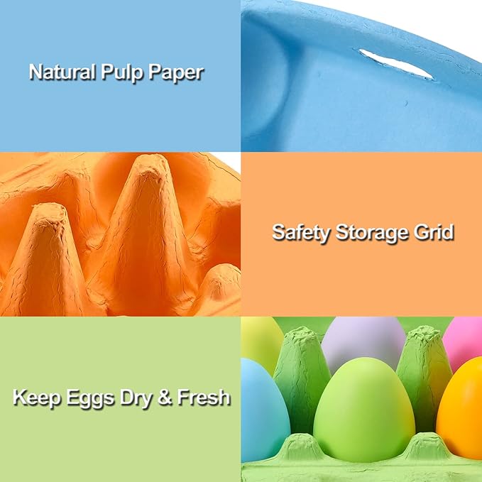 120 Pcs Colored Egg Cartons Half Dozen, Colorful Paper Pulp Cute Egg Basket Storage Container Holder, Easter Valentine Lover Gift Chicken Eggs Crate with Labels, Hold Up to 6 Huevos with Label Sticks