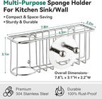 3-IN-1 Multiuse Sponge Holder for Kitchen Sink, Sponge Caddy for Scrub Daddy/Scrub Mommy Smiley Face, Sink Organizer Accessories for Dish Brush, Scrubber - with 2 Suction Cups & 1 Adhesive Hook