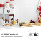 DOITOOL Wall-Mounted Kitchen Utensil Hooks Set, 2pcs Punch-Free Wall Organizer Hooks in Black and Gray White, Space-Saving Hanging Rack for Spatulas and Spoons, Kitchen Storage Solution
