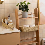 OIAHOMY Toilet Paper Baskets Handmade Paper Rope Decorative Wicker Storage Tank Shelf Cabinet Organizer for Bathroom Home, Set of 2, Yellow