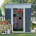 5' x 3' Outdoor Metal Storage Shed Outdoor Shed Galvanized Steel Garden Shed with Sliding Door and Window for Ventilation Storage Sheds House for Backyard Garden.（Grey）
