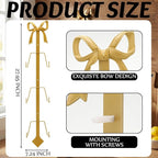 Zonon 1 Pack Gold Bow Plate Holder for Wall Bow Knot Iron Easel Display Rack Wall Mount Metal Plate Hanger Stand for Hanging Photo Frame Art Plaque for Cabinet Kitchen Counter Bar Cafe (28 x 7.2 Inch)
