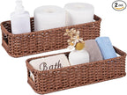 Water-Resistant Toilet Paper Basket: Tank Topper Organizer Brown Handwoven Modern Natural Style
