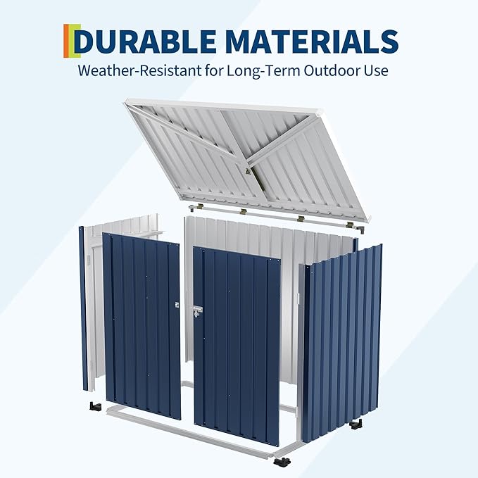 Outdoor Storage Shed,80 Cu.Ft Outdoor Trash Storage Box 5.8x3.3 FT with Lockable Door&Sloped Roof,Cabinet with Multi-Use Rust Prevention Galvanized Steel Enclosure for Yard, Garden, Patio