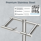 FORIOUS Toilet Paper Holder Wall Mount, Stainless Steel Rustproof Double Post Pivoting Tissue Roll Holder for Bathroom, Commercial Toilet Paper Dispenser Toilet Paper Holder Stand, Brushed Nickel