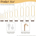 2 Pack Plate Hangers for Wall, Suitable for 6-8 inch Art Plate, Stainless Steel Invisible Heavy-Duty Wire Plate Holder with Wall Hooks, Display Hanger for Decorative Plates/Dishes/Platters(Gold)