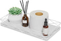 Toilet Paper Basket Holder, 13" Toilet Tank Tray, Wood and Metal Toilet Tray Vanity Organizer Bathroom Tray, Kitchen Sink Organizer for Soap Dispenser (White)