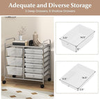 RELAX4LIFE 9 Drawer Rolling Storage Cart - Mobile Drawer Carts for Craft Art Supply Paper Salon, Utility Cart on Wheels for Classroom Teacher School Office, Rolling Cart with Drawers (Clear)