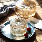 Colorful Glass Jar With Lid,Candy Cookie Jars,Jewelry Box,Biscuit Containers Food Storage,Decorative Jar(Amber)