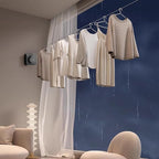 JXKNKSR-Telescopic Clothesline Indoor and Outdoor, Heavy-Duty Laundry Line, Wall Mounted, Safety Lock System (Black+10Clothes Pins)