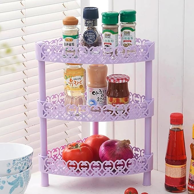 Bathroom Storage Rack 3 Layer Triangle Corner Shelf Organizer for Home Kitchen Bathroom Desktop Stand Plastic Storage