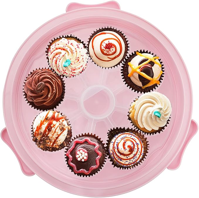 Dicunoy 24 Cupcake Carrier for Transport, 3 Tier Tall Cake Carrier Holder with Handle, Portable Desserts Storage Transporter Container Box with Lid for Pie, Cookies, Christmas, Thanks Giving Day
