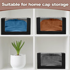 50 Pack Hat Boxes with Clear Window, Foldable Black Gift Boxes for Baseball Caps, Storage, Display and Shipping