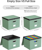 Oterri 2 Pack Large File Organizer Boxes with Lids, File Box with Mesh Pockets, Document Organizer Box for Letter/Legal Size Folders, Zippers Important Document Organizer (Green, Without Folders)