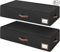GRANNY SAYS 6.5-Inch Foldable Underbed Storage Box with Lid, Sturdy Frabic Organizer with Reinforced Bottom for Clothes, Shoes, Low-Profile Underbed Container for Bedroom, Closet,2 Pack, Black