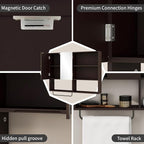 Medicine Cabinet, Wooden Bathroom Wall Cabinet with 2 Doors, Adjustable Shelves & Towel Bar, Over Toilet Storage Cabinet Wall Mounted for Laundry with Mirror, Espresso