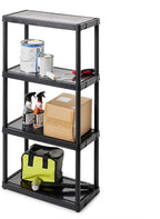 Gracious Living 4 Shelf Fixed Height Solid Light Duty Storage Unit 12 x 24 x 48 for Home, Garage, Basement, & Laundry, Black (3 Pack)
